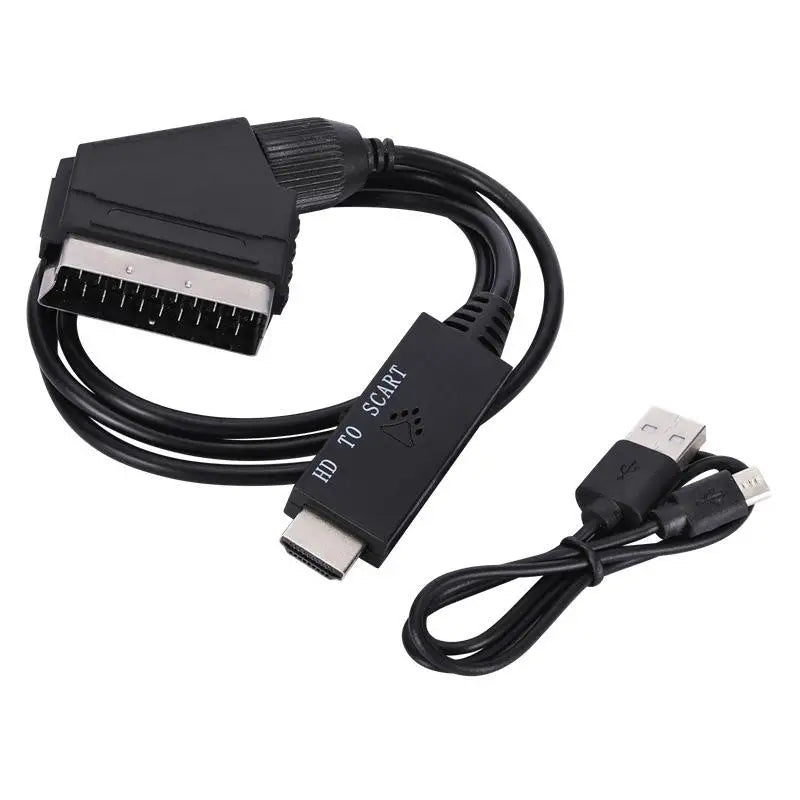 1Set -Compatible Input To Scart Output Plug And Play For VHS VCR DVD HD -Compatible To Scart Audio Video Converter Cable Oasis Select HD to SCART