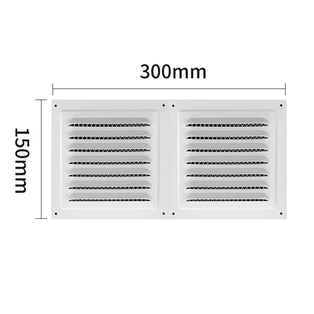Stainless Steel Metal Vent Cover Built-in Insect Screen White Black Louver Air Vents Grille Square Grille Cover Oasis Select White 150x300m