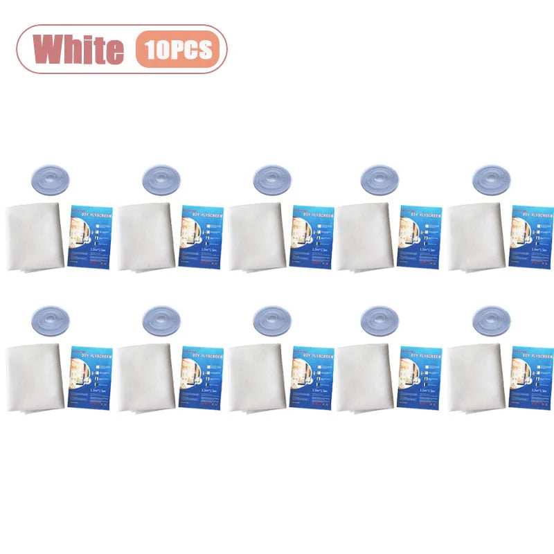1-10PCS Thickened Polyester Mosquito Net Screen Self Adhesive with Velcro Simple Invisible Window Screen for Home Oasis Select White-10PCS 150X200CM