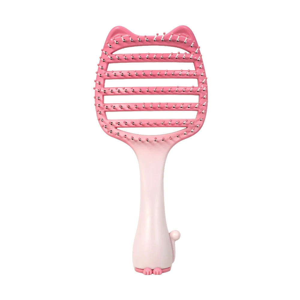 Cat Hollow-Out Detangling Hair Brush – Anti-Static Scalp Comb Detangling Hair Brush Oasis Select M36-tian-pink-02