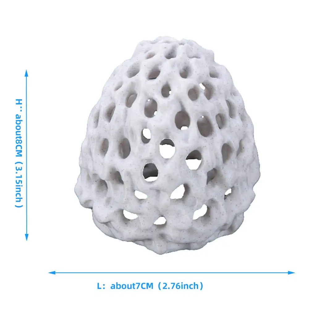 Simulated Porous Coral Stone Aquarium Hides Shelter House Small Fish Tank Decoration Aquaculture Shrimp Cave Pet Supplies Oasis Select White 1PC