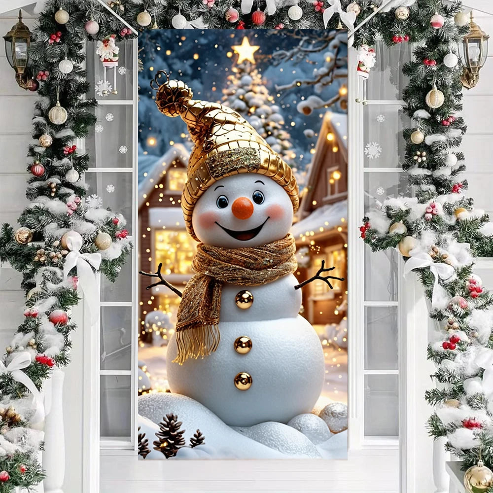Snowman Christmas Door Banner - Festive front door cover, polyester festive decorations for indoor and outdoor use Oasis Select