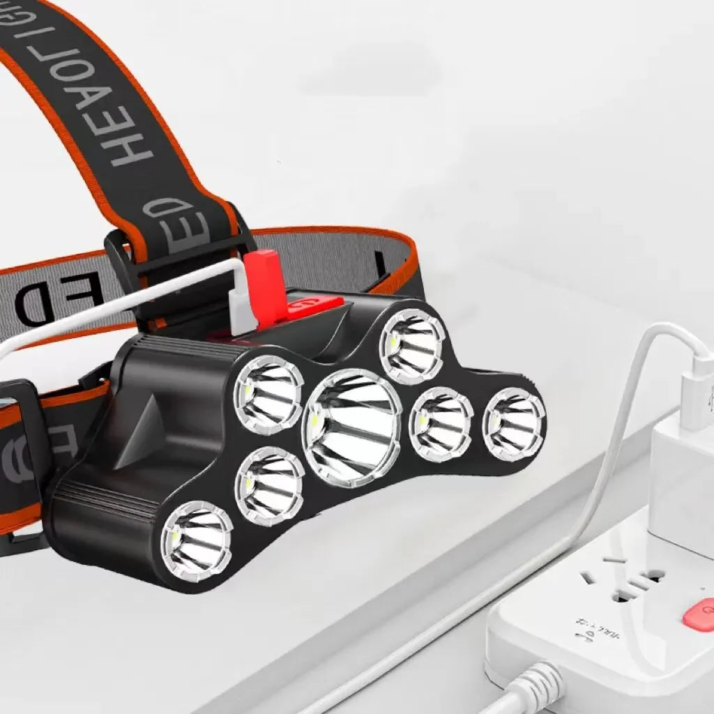 7LED Headlamp Rechargeable Waterproof Adjustable 4Modes Lightweight for Outdoor Camping Running Hiking Working Oasis Select