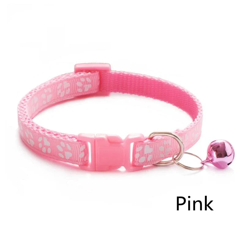 1 Pet Collar Bell Cartoon Footprints Colorful Dog Puppy Cat