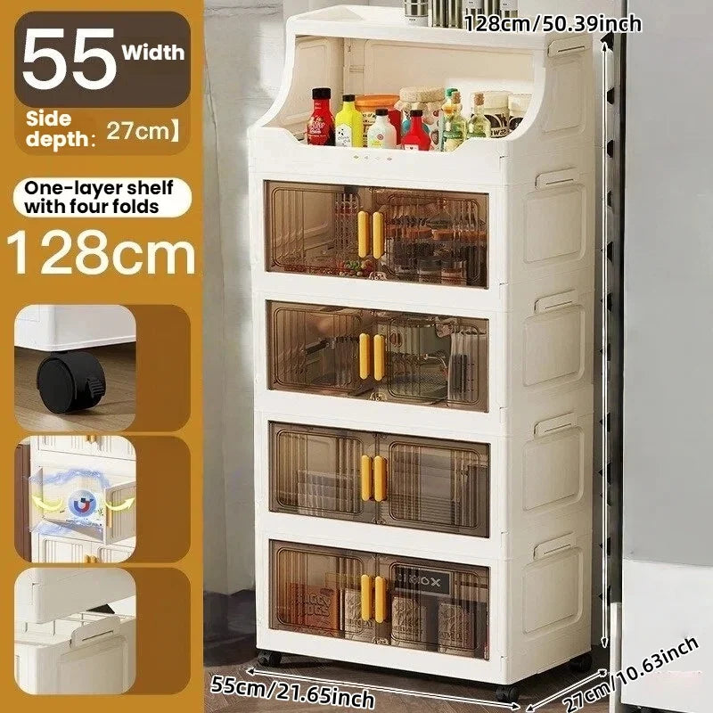 Home high-end appearance storage cabinet, bedroom bedside table, kitchen multi-level foldable storage rack Oasis Select 5 layers-clear