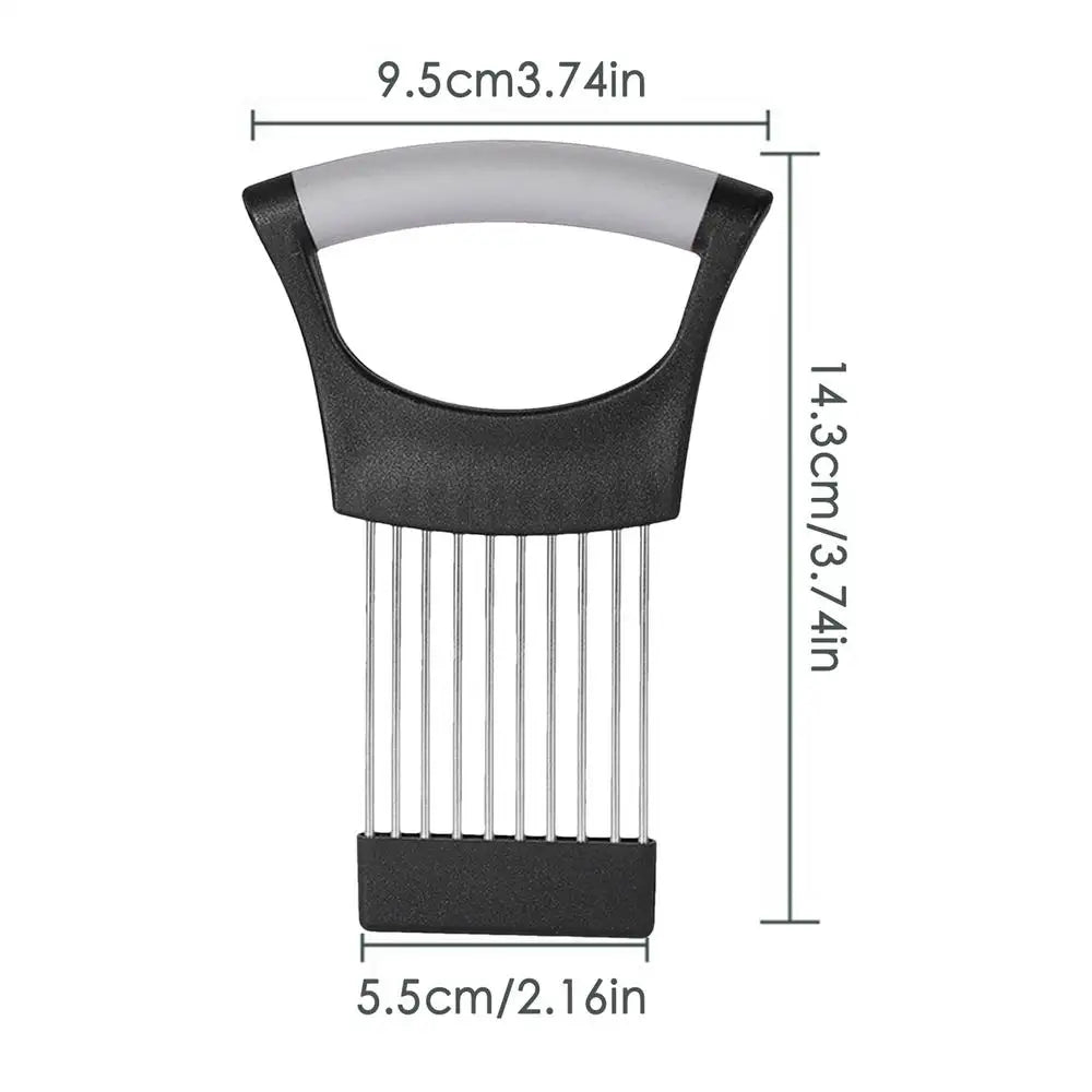 Onion Slicer stainless steel potato chip onion holder Tomato Onion Slicer Holder Vegetables Cutting Fork Kitchen Gadgets Oasis Select dark gray colour
