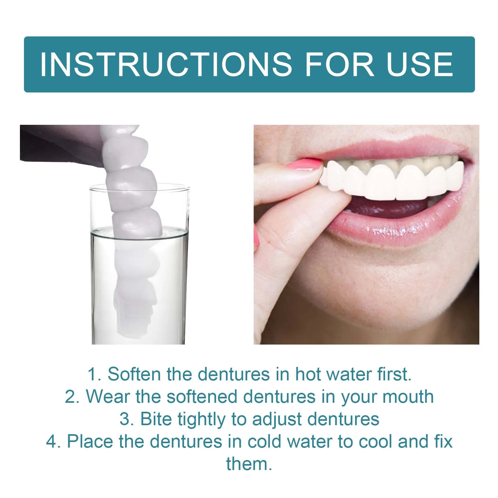 EELHOE Silicone Snap-On Veneers – Upper & Lower False Teeth