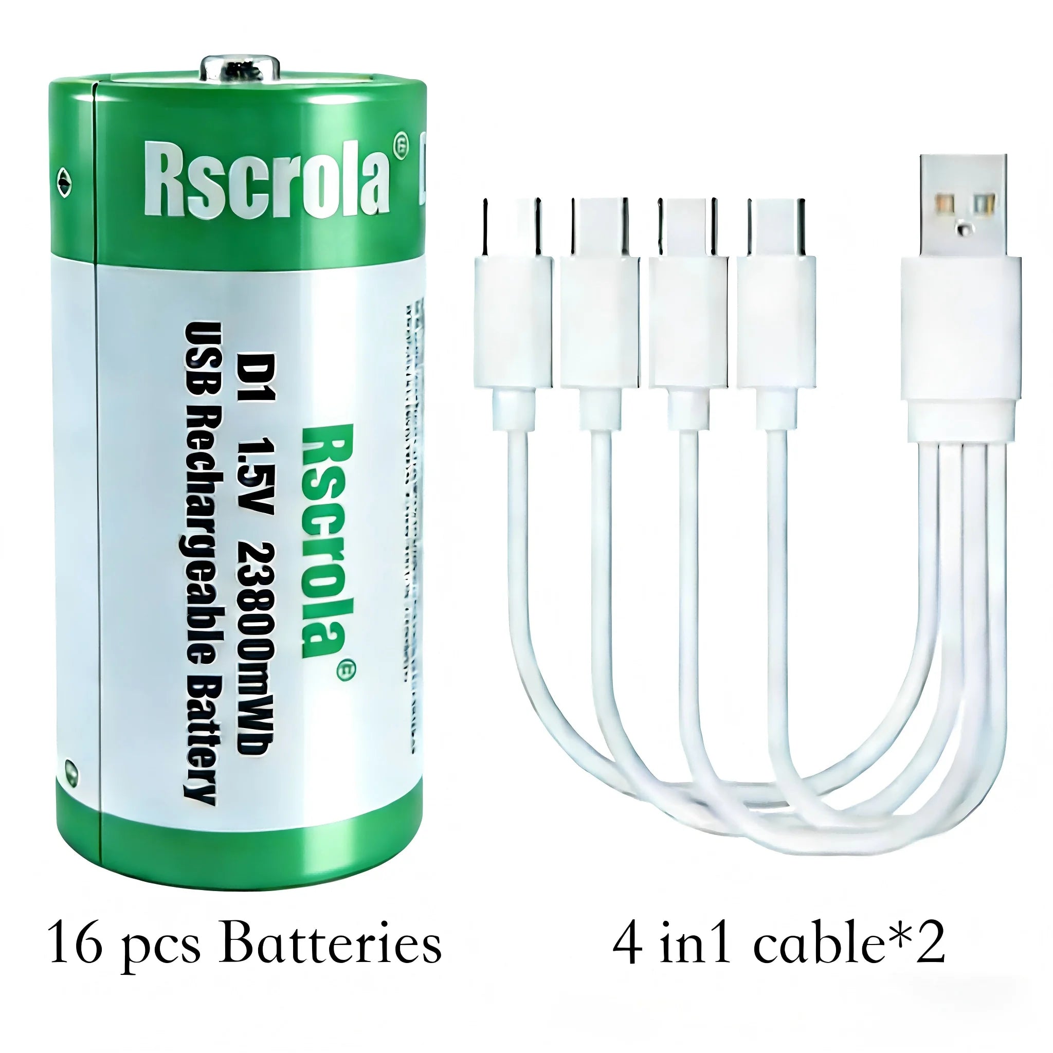 D Size 1.5V 23800mWh USB‑C Rechargeable Li‑ion Battery High Capacity Rechargeable D Cell for Flashlight Lantern Toys D battery Oasis Select 1.5V 16 PCS Batteries