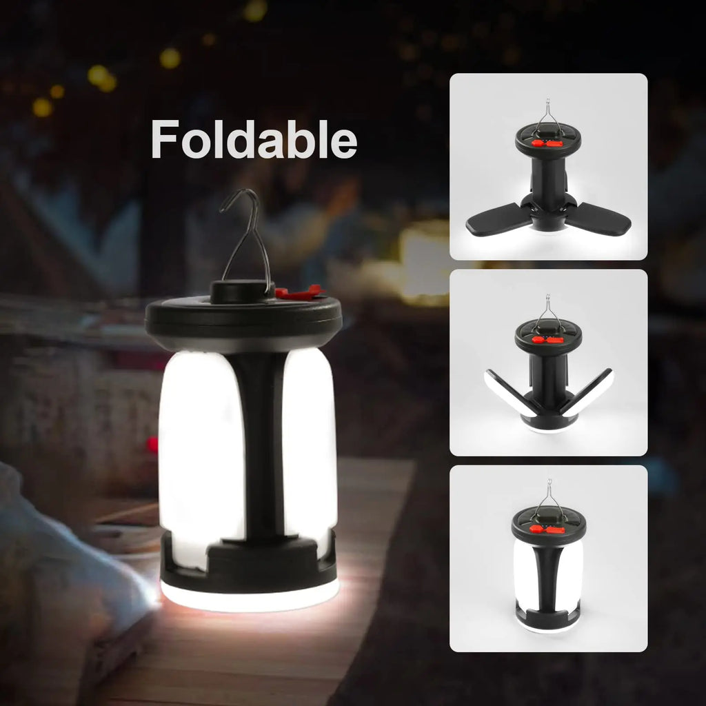 Solar LED Lantern Rechargeable Emergency Flashlight Portable Power Bank Foldable 6 Modes Tent Light for Outdoor Camping Fishing Oasis Select
