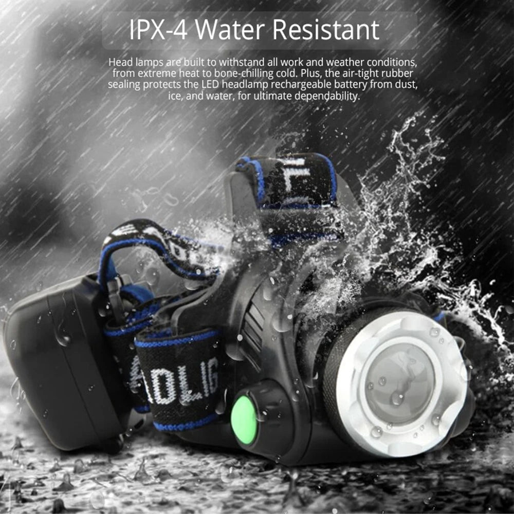 LED Zoom Headlight Flashlight Light Source Rechargeable Camping Headlamp Hunting Head Light Torch Outdoor Fishing Head Lamp Oasis Select