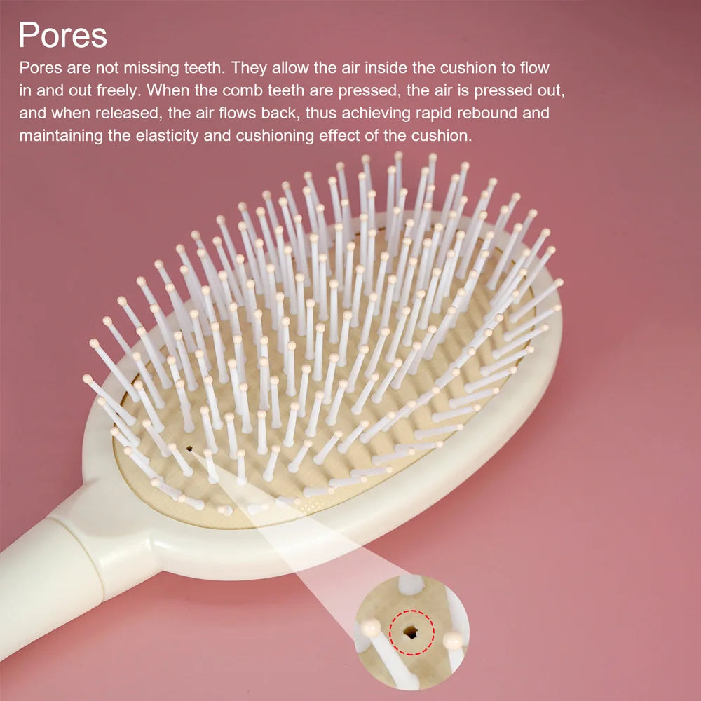 3-Piece Hair Comb Set: Cushion Massage Comb, Wide Tooth Comb & Hollow Comb - Milky White Oasis Select
