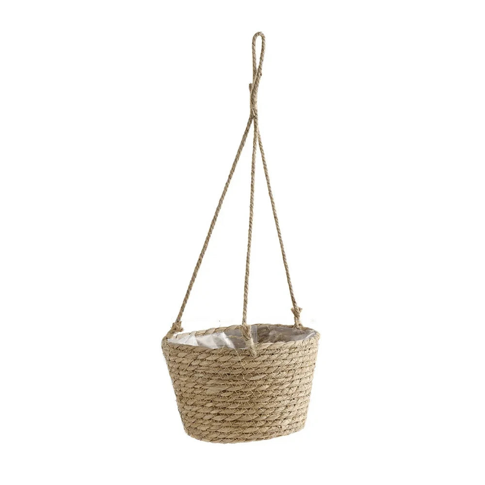 1PC Straw Hanging Basket Planter Twine Woven Flower Basket Rattan Basket Hanging Orchid Pot Pot Hanging Basin Oasis Select Primary colour