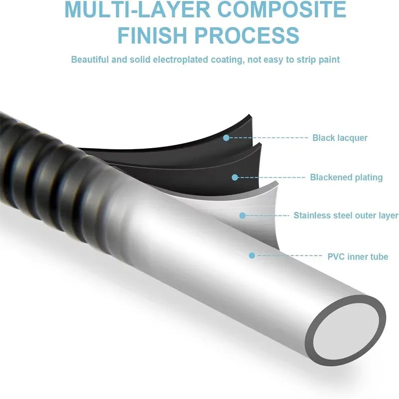 1.5/2/3M Black PVC Flexible Shower Hose Long Bathroom Shower Water Hose Extension Plumbing Pipe Pulling Tube Bath Accessories Oasis Select