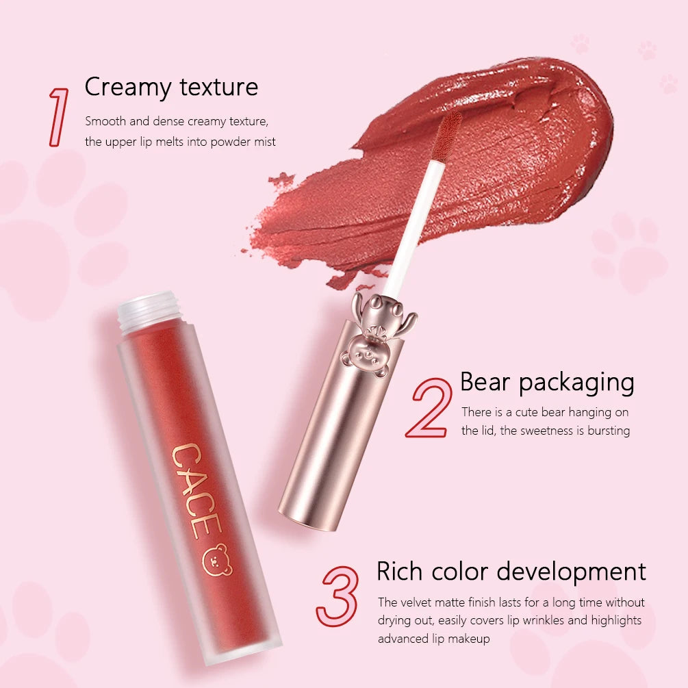 CACE Matte Velvet Lip Gloss Set – 5 Long-Lasting Shades