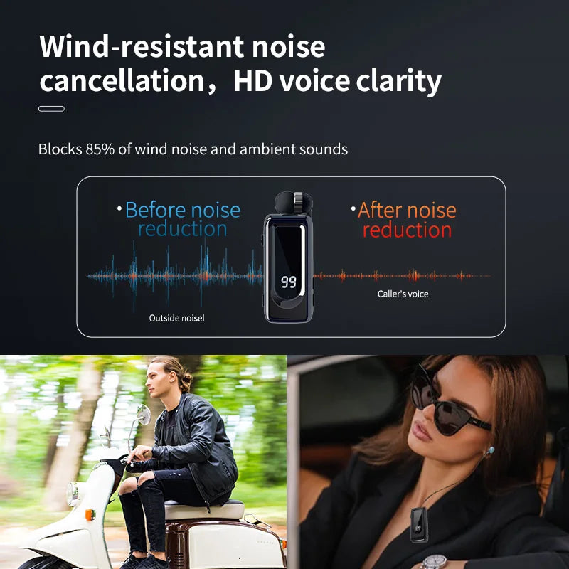 D70Pro Lavalier Business Bluetooth 5.4 Earphones Talk/Music Time 36 Hours LED Digital Display With Mic Noice Cancelling Headset Oasis Select