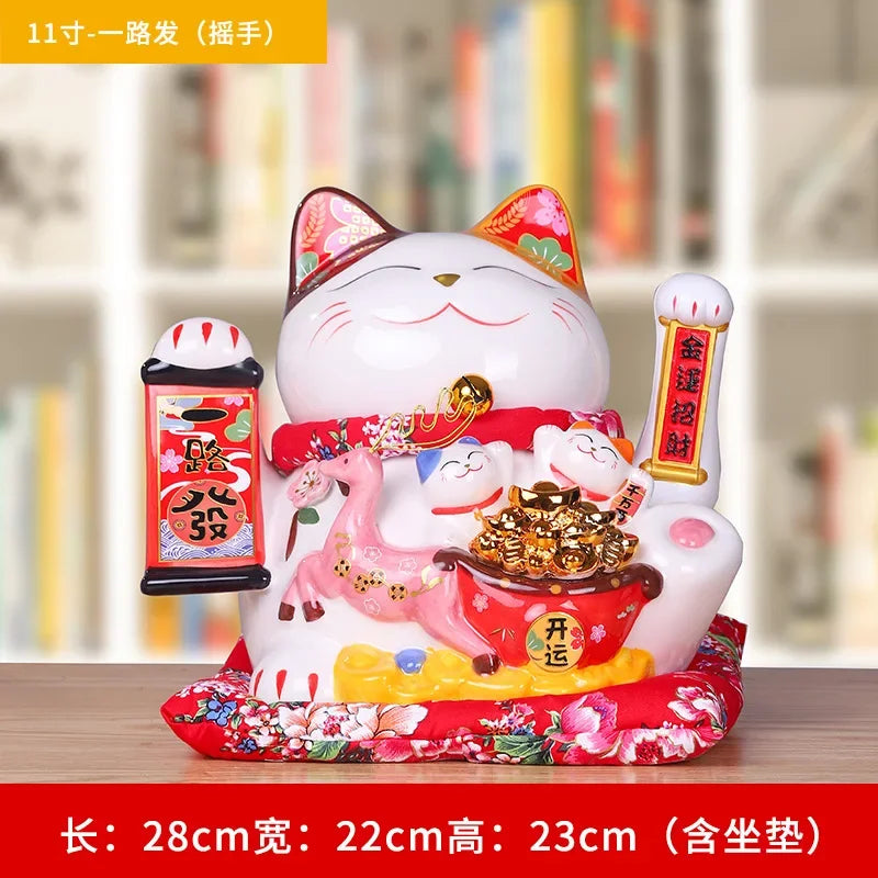 11-inch Lucky Cat Shaking Hand Ornaments Large Electric Cashier Home Store Opening Gift Ceramic Ornaments Oasis Select 21 26cm x 22cm