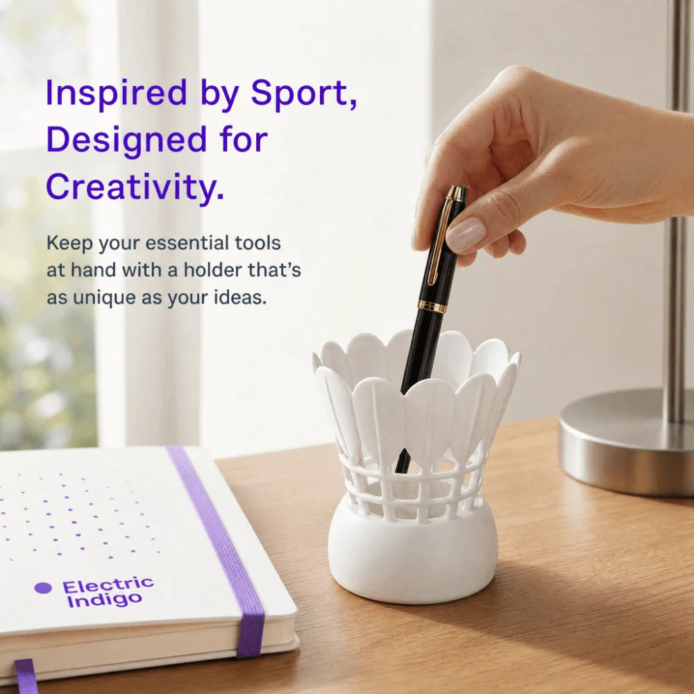 Unique 3D Printed Badminton Pen Holder Funny Sports Element Desktop Organizer Non-Slip Plastic Pen Stand Study Oasis Select