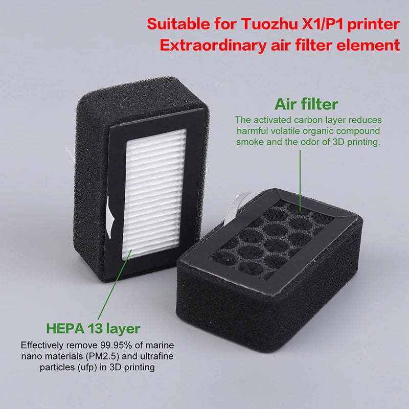 1/2/3Pcs Upgrade For Bambu Lab X1C P1S P1P Filter HEPA 13 + Activated Carbon Combo Air Filter Ultra Replacement Oasis Select