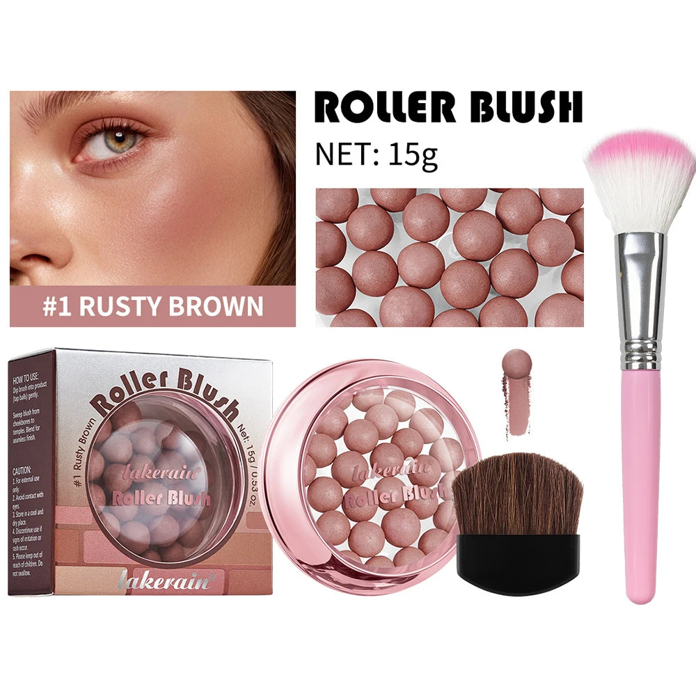 Long Lasting Roll-on Blush Shimmer Matte Finish with Brush Lightweight Glossy Texture Natural Look for Daily Face Makeup Oasis Select 01