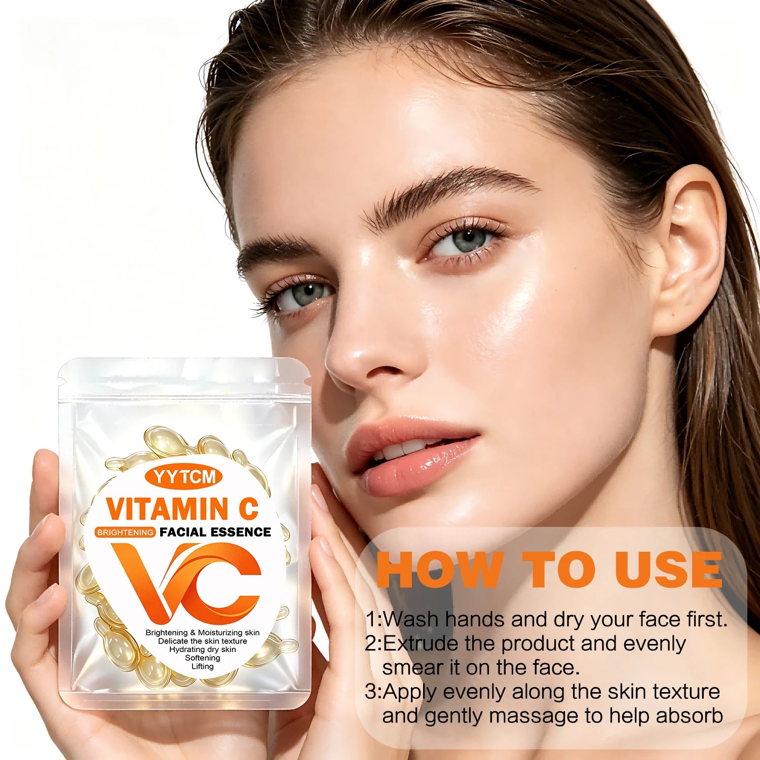 Vitamin C Facial Serum, Moisturizing and Brightening, Firming the Skin, Contains Vitamin E, Retinol, Hyaluronic Acid, Facial Skin Care Serum, 18 Capsules/30 Capsules/60 Capsules/90 Capsules/150 Capsules/300 Capsules Oasis Select
