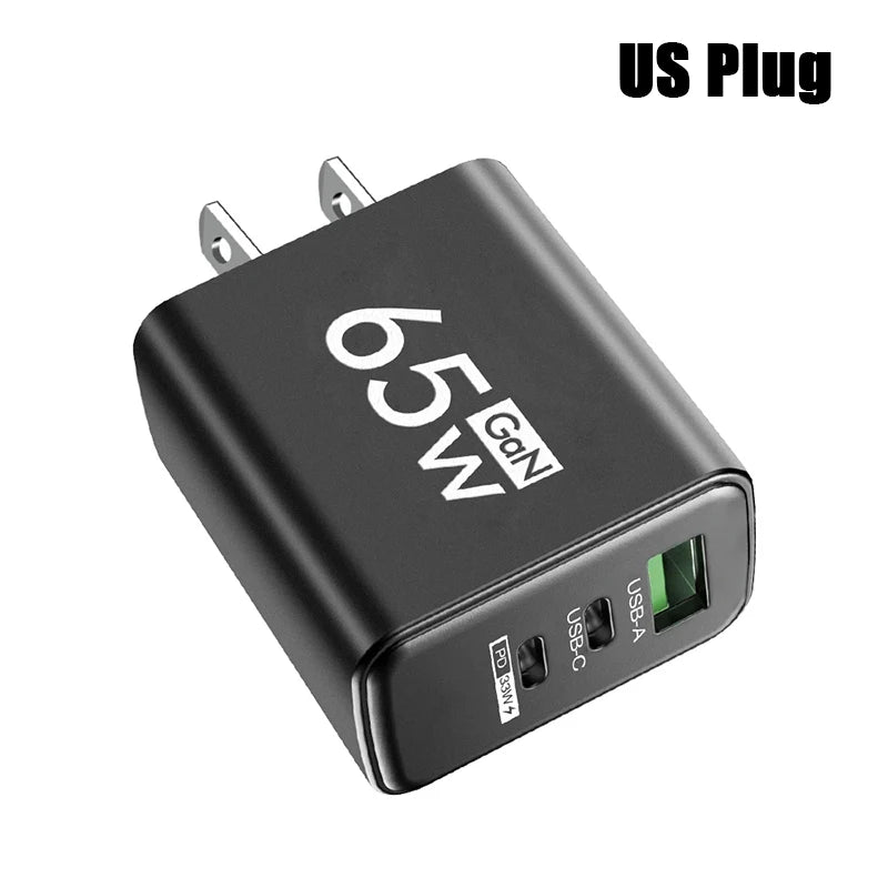 GaN Fast Charging USB Type C Charger EU KR PD 3.0 Quick Charge Wall Charger For Phone Adapter For iPhone Xiaomi Huawei Samsung Oasis Select US Black