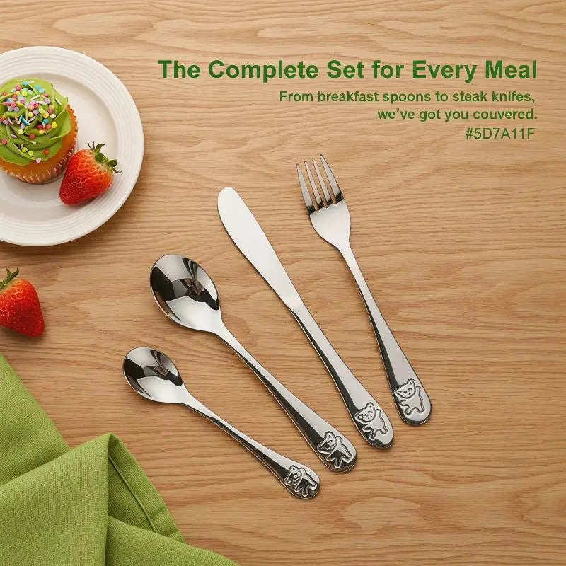 Kids Bear Flatware Set – Stainless Steel Fork Spoon & Knife