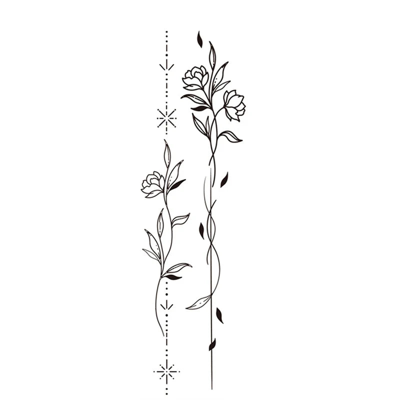 Floral and vine-themed leg tattoo stickers, trendy and sexy, temporary and realistic, waterproof and sweatproof for calves. Oasis Select