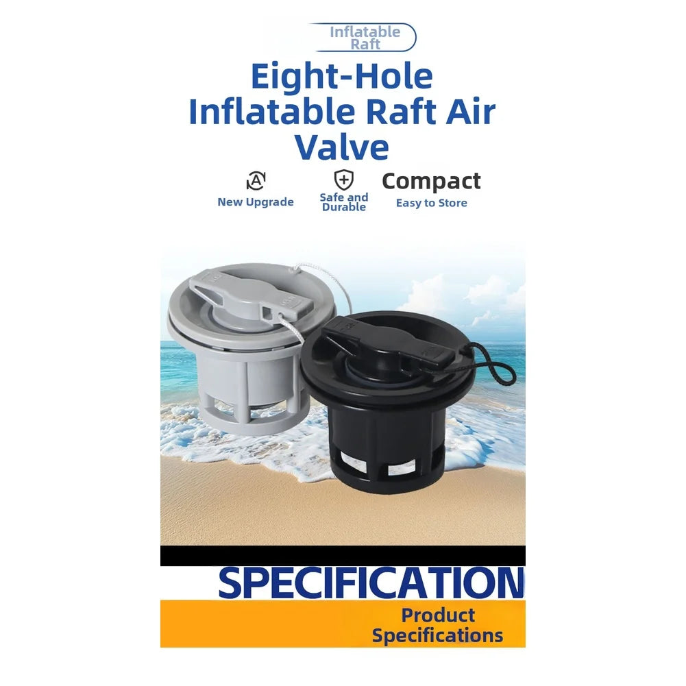 Black Gray 8 Hole Boat Air Valve 30PSI Quick Release Nylon Inflation Deflation For Kayak Raft Dinghy Paddle Board Accessories Oasis Select