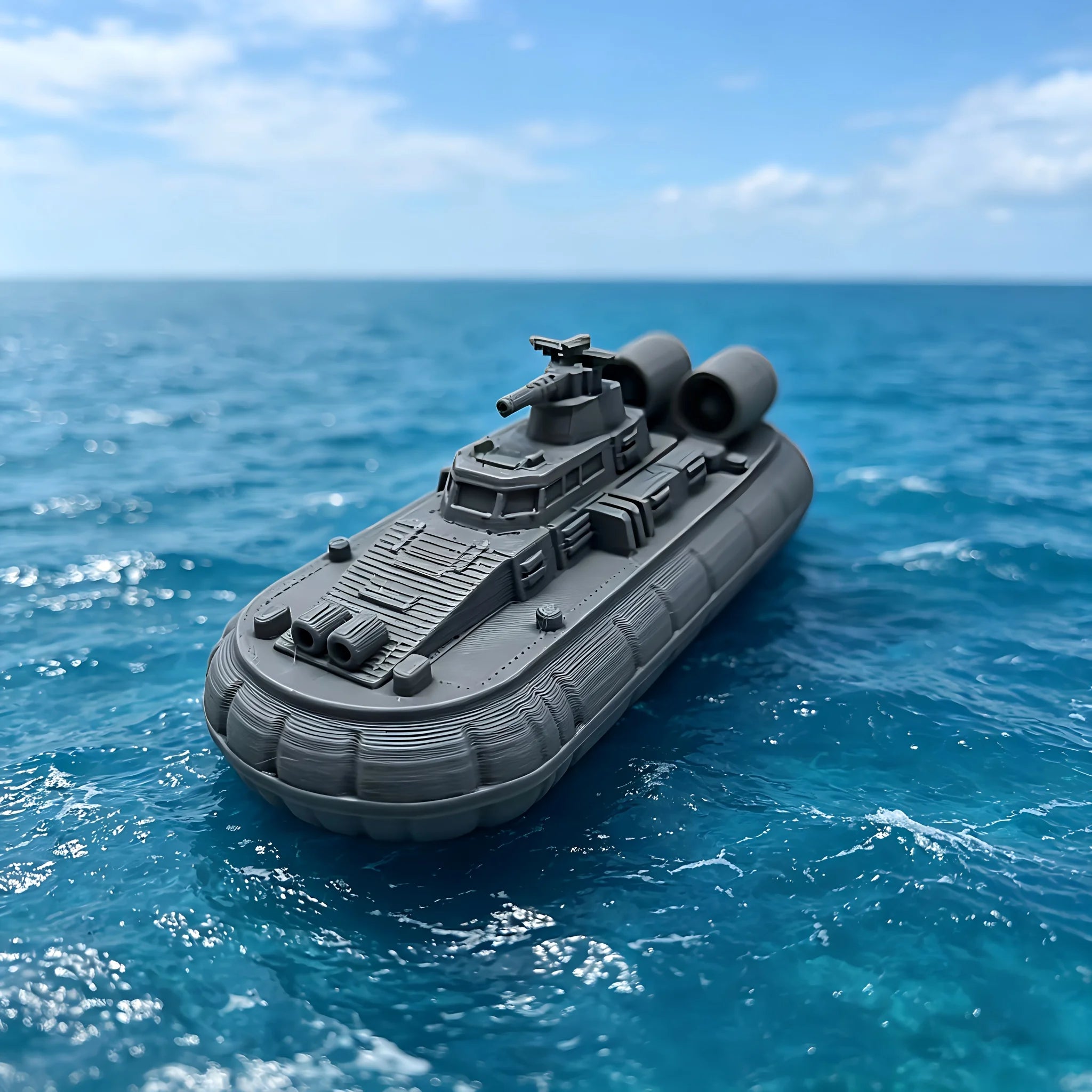 Military Hovercraft Miniature Model - Detailed Amphibious Assault Craft, Wargaming Terrain Vehicle for Tabletop Diorama Oasis Select