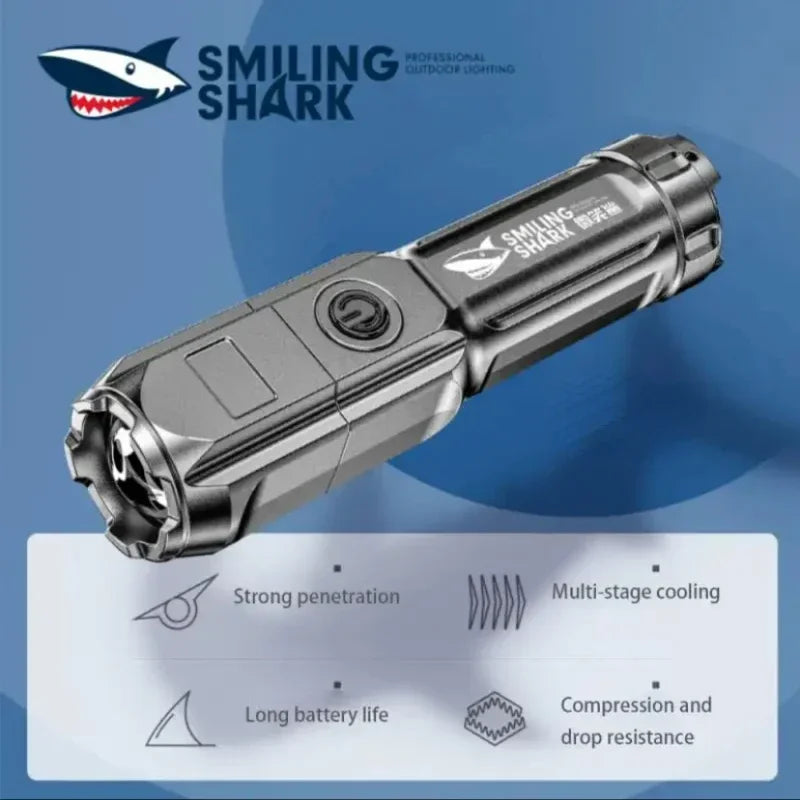 High Power LED Flashlight USB Rechargeable Torch Portable Zoomable Camping Light 3 Lighting Modes Use High Strength ABS Material Oasis Select