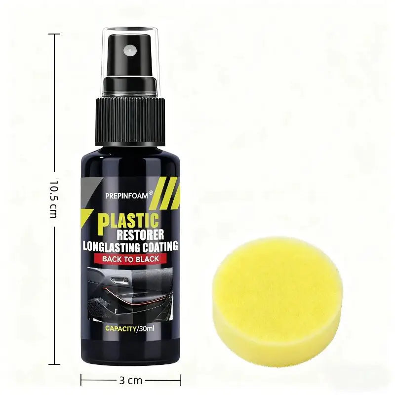 Car Plastic Restorer Coating Agent Auto Plastic Rubber Exterior Repair Clean Refresh Restoration Agent Black Shine Seal Brighten Oasis Select 30ml with sponge