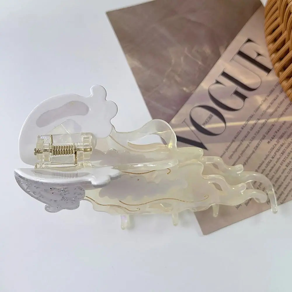 1Pcs New Shark Jellyfish Hair Clip Acetate Labge Marine Life Hair Claw Summer Beach Colorful Hair Accessories Women Girls Oasis Select