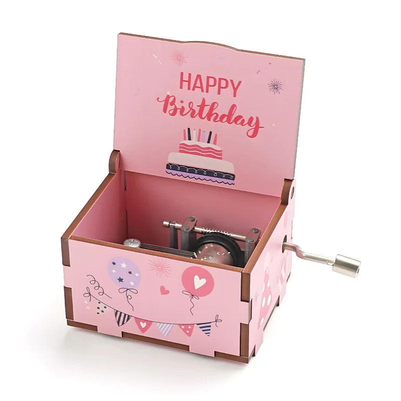 Hot selling Birthday Series Art Six sided Painted Hand cranked Music Box Birthday Gift for Friends Home Decor Oasis Select 6