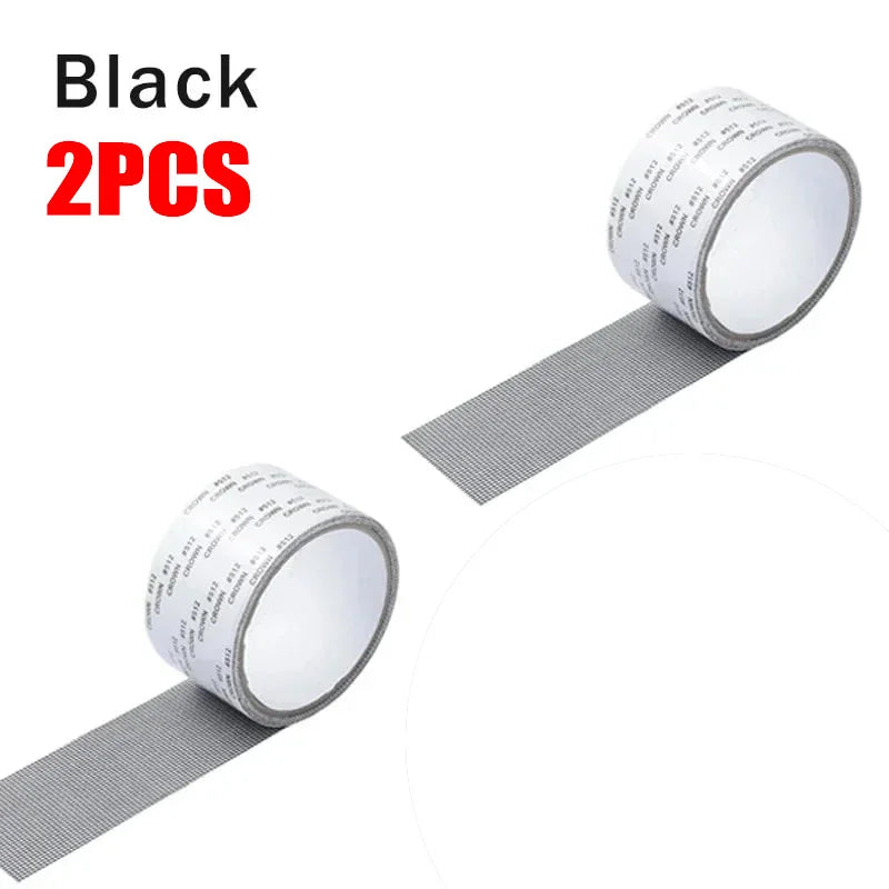 2M Window Screen Tape Anti-Mosquito Screen Repair Subsidy Self-Adhesive Door Curtain Mosquito Net Hole Patch Repair Tapes Oasis Select 2PCS-Black