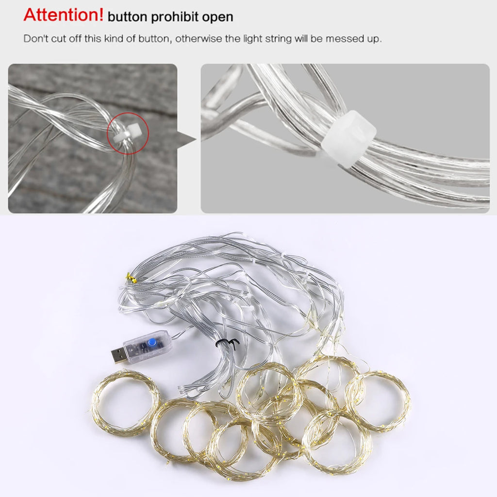 3M LED Curtain Lights with USB Remote Control Fairy Garland Lamp for Wedding Birthday New Year Party Decor Holiday Gift Oasis Select