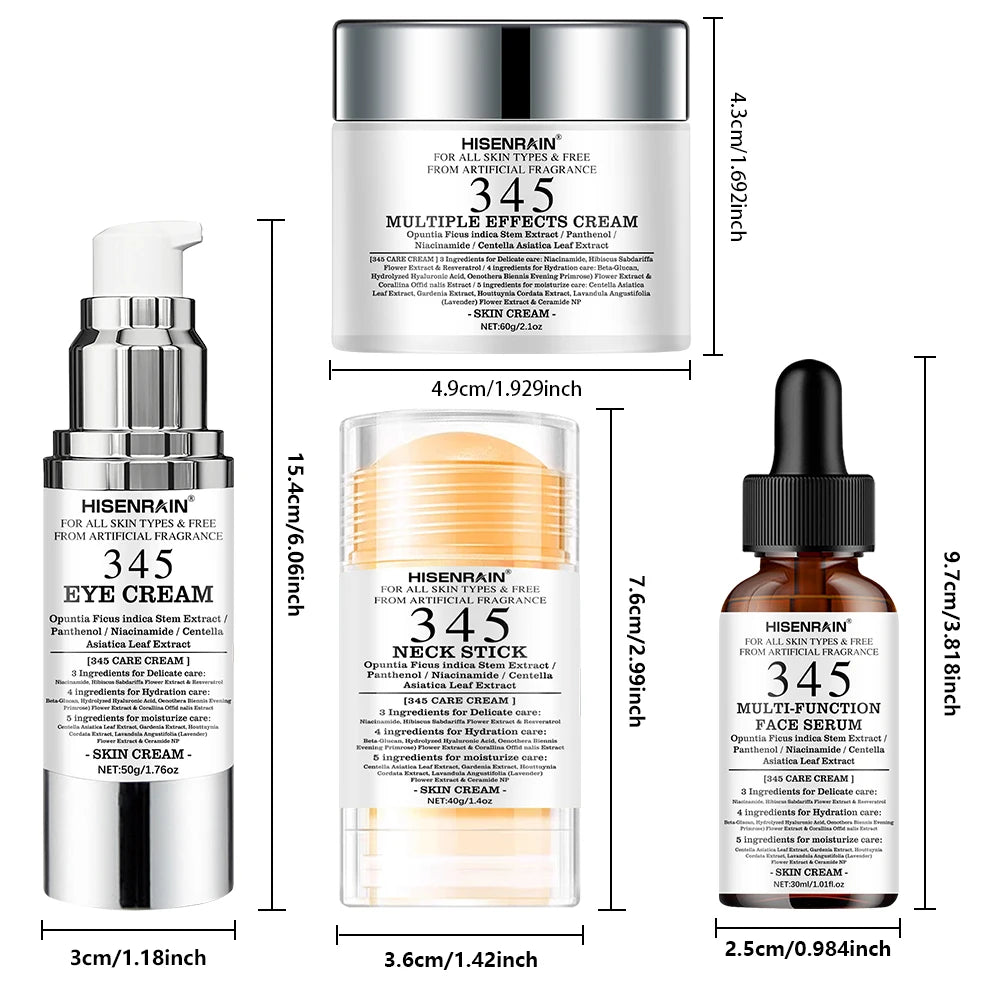 SUYARUN 4 in 1 Travel Skincare Kit - Face, Eye, Neck Cream & Serum Set, Moisturizing Christmas Gifts for Women, Premium Holiday. Oasis Select