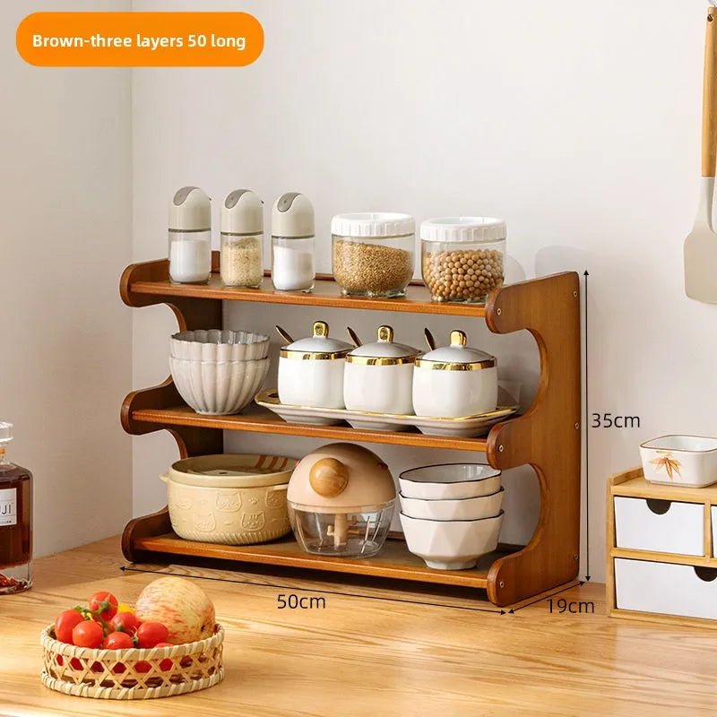 Kitchen Rack Household Countertop Multifunctional Seasoning Storage Rack Countertop Multi-layer Vertical Dust Storage Rack Oasis Select 3-50cm