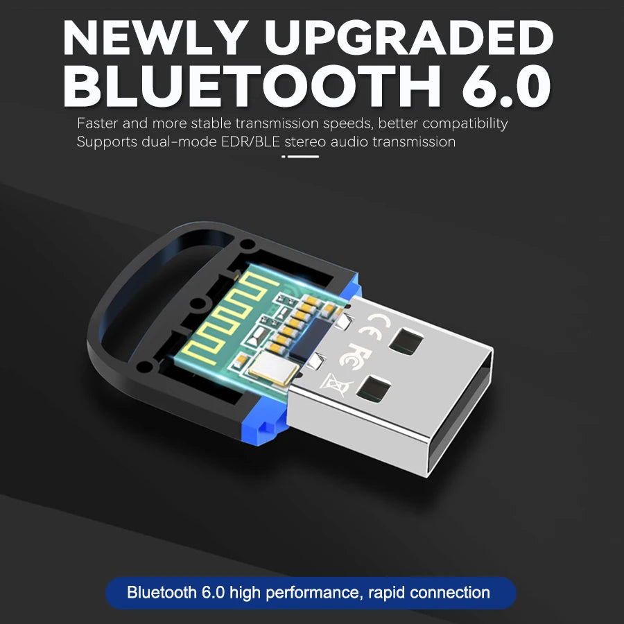 USB Bluetooth 6.0 Adapter For PC Windows 8.1/10/11 USB Bluetooth Transmitter For Wireless Keyboard/Mouse/Headphones/Printers Oasis Select