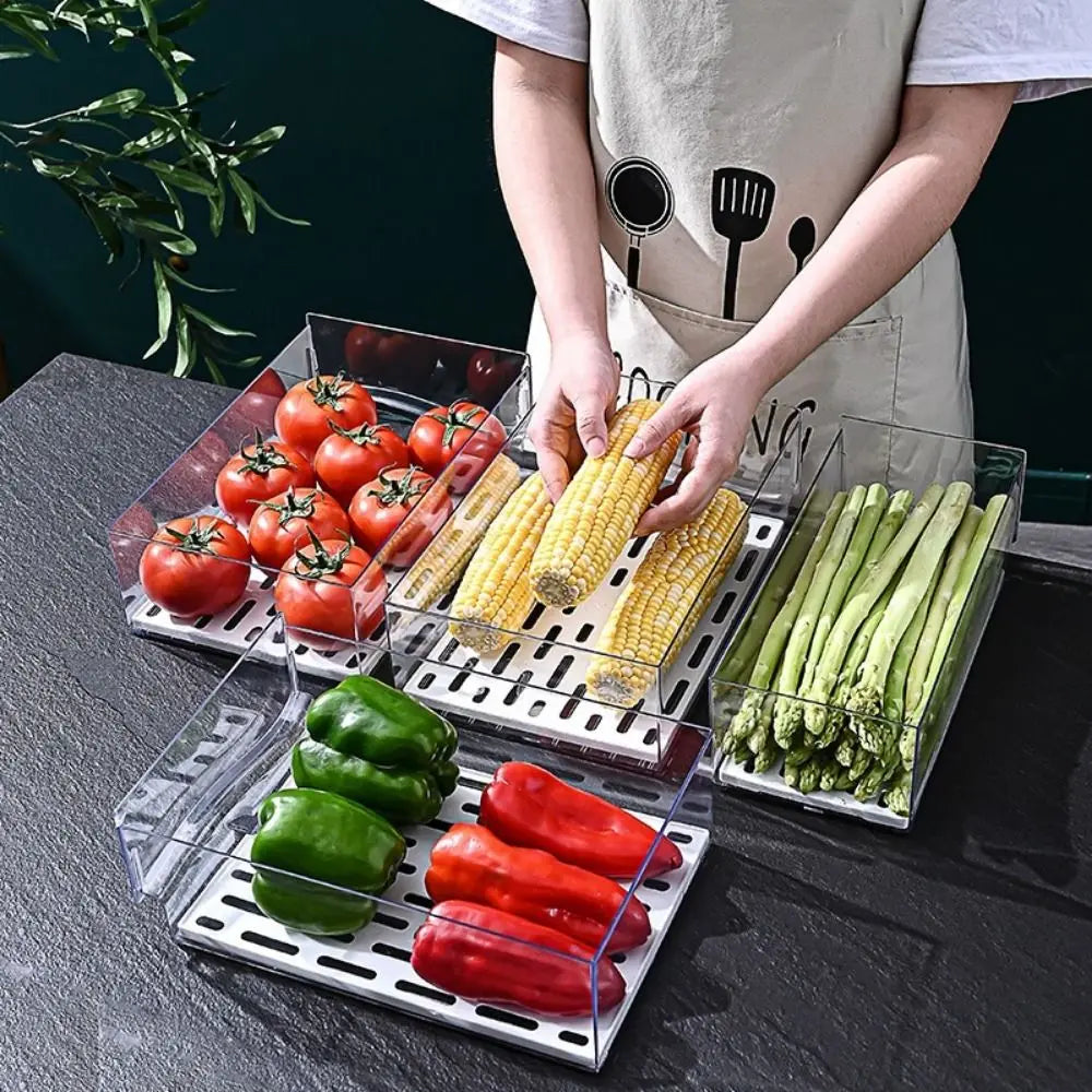 Stackable Refrigerator Drawer Storage Box – Transparent Large