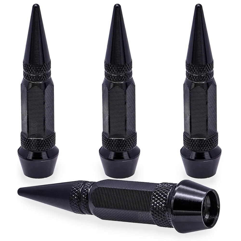 4Pcs 60mm Valve Caps, Aluminum Alloy Dustproof and Waterproof Tire Valve Stem Caps, Suitable for Cars, Trucks and Motorcycles Oasis Select Black-4Pcs