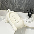 Cute Cat Drain Soap Holder Container Smooth Plastic Toilet Soap Dish Case Tray Bathroom Accessories Washroom Tools Home Decor Oasis Select WHITE