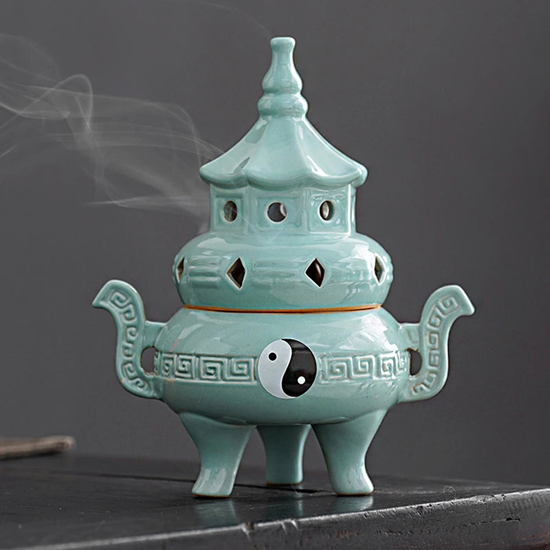 Tall Tai Chi Eight Trigu Stove Living Room Decoration Creative Home Indoor Plate Incense Burner Ceramic Incense Burner Oasis Select