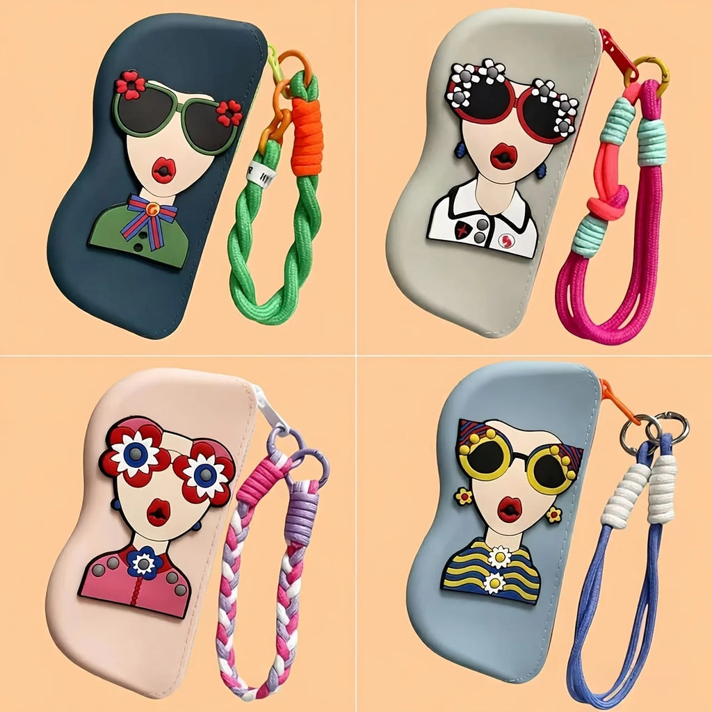 1pc Silicone Eyewear Case for Women, Vibrant Lanyard, Portable Glasses Pouch, Convenient Storage for Birthday Everyday Gift Oasis Select