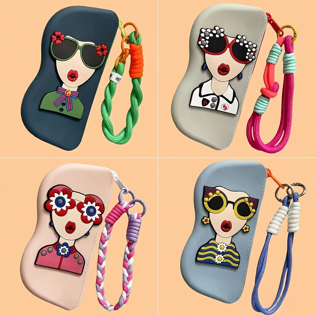 1pc Silicone Eyewear Case for Women, Vibrant Lanyard, Portable Glasses Pouch, Convenient Storage for Birthday Everyday Gift Oasis Select