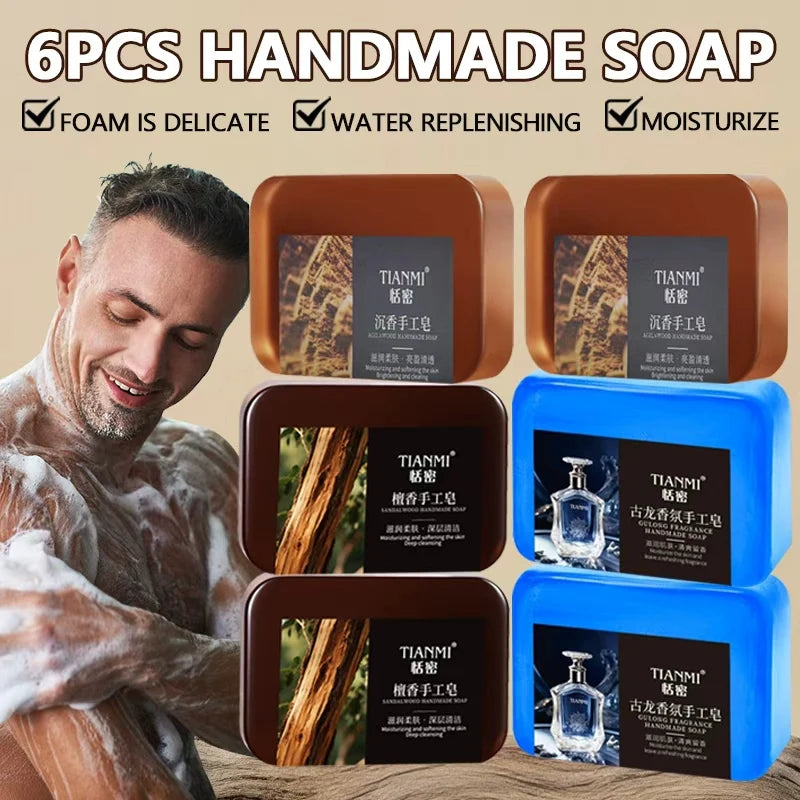 Men's handmade soap, cologne soap, agarwood soap, last soap, three in one, cleanses the face, hair, bathes the whole body, Oasis Select