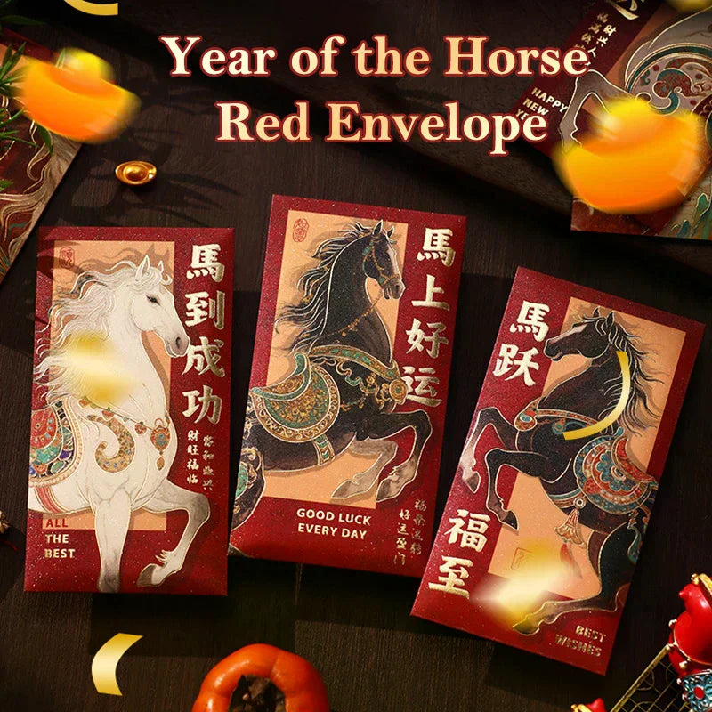 Horse Year 2026 Red Envelopes Chinese New Year Red Envelopes Spring Festival Party Favors Lunar Year Of The Horse Red Pockets Oasis Select