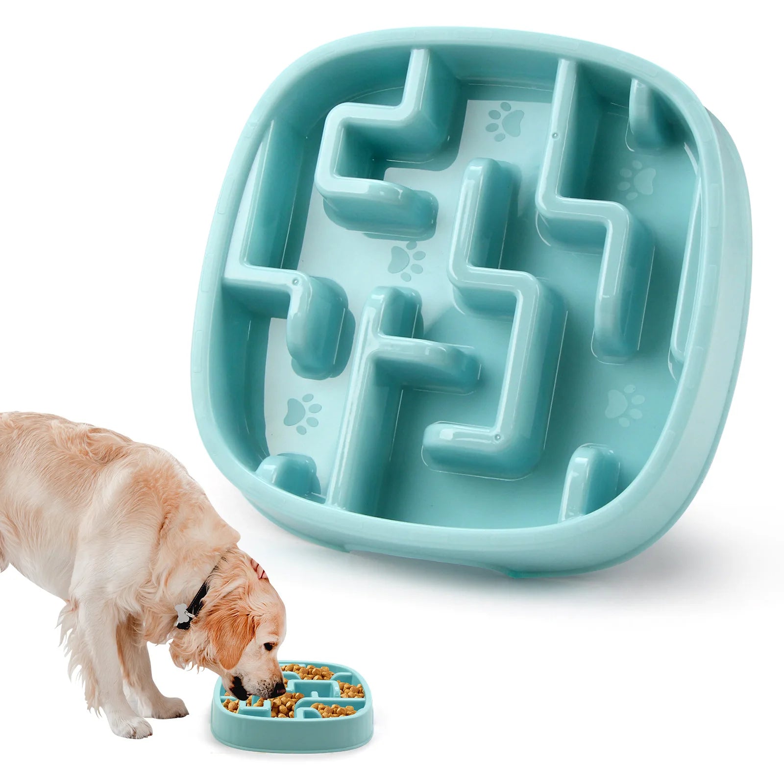 PP Material Pet Bowls Set – Dog & Cat Slow Food Bowls, Non-Slip Feeding Bowls & Durable Pet Supplies Oasis Select Blue