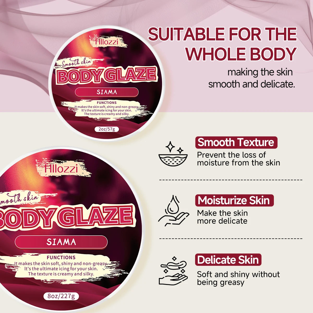 8oz 2oz Body Glaze Siamese Moisturizes, Protects, and Repairs Skin make the skin appear lighter, brighter, or more radiant Oasis Select