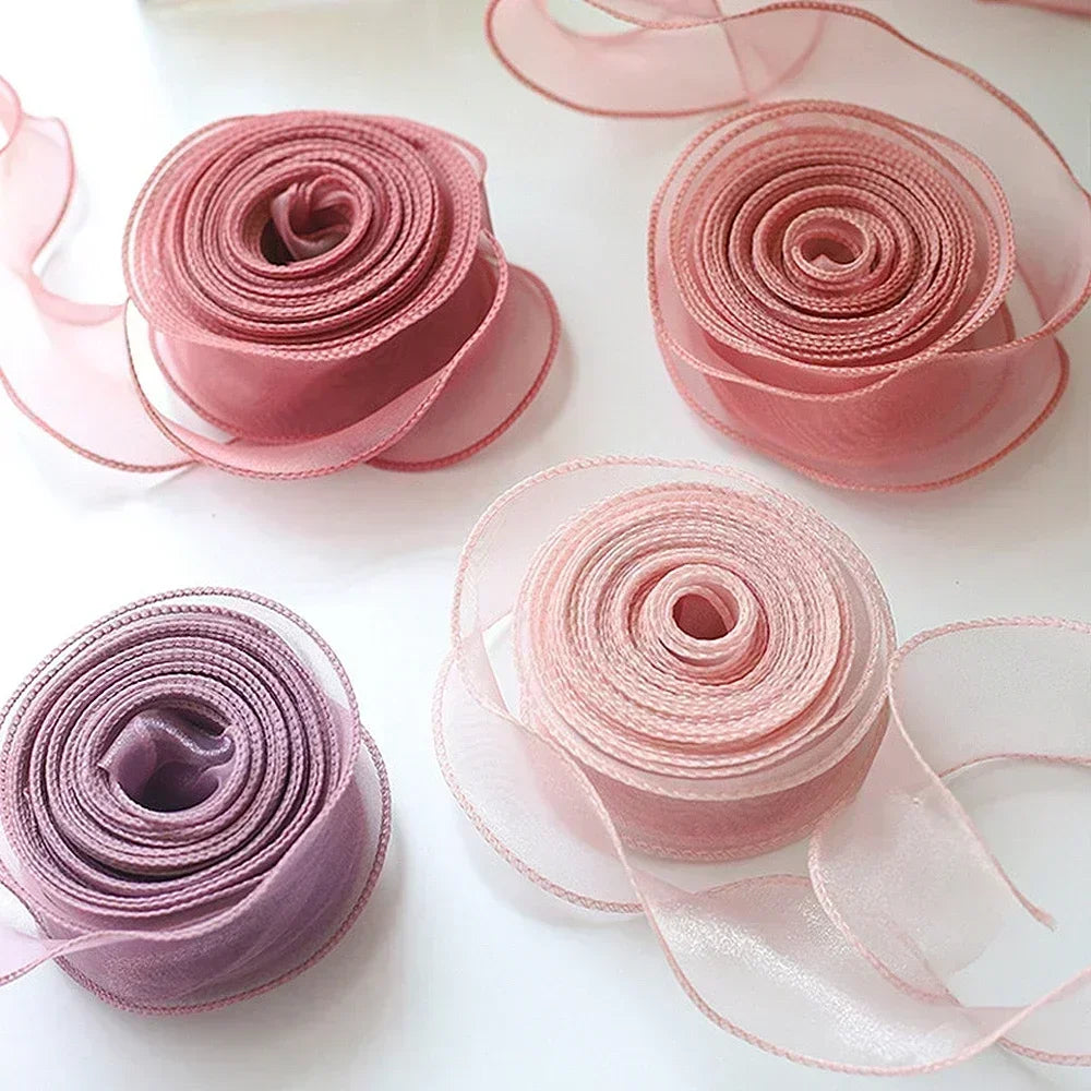 10 Yards Roll Sheer Chiffon Organza Satin Ribbon Gift Wrapping Decoration Wedding Bouquet Wreath Sewing Craft Supply Oasis Select