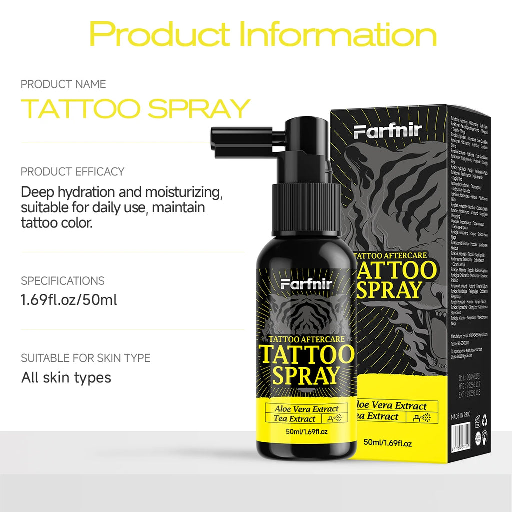 TATTOO SPRAY is suitable for pre- and post-tattoo care, helps maintain long-lasting color, and enhances color brightness. Oasis Select